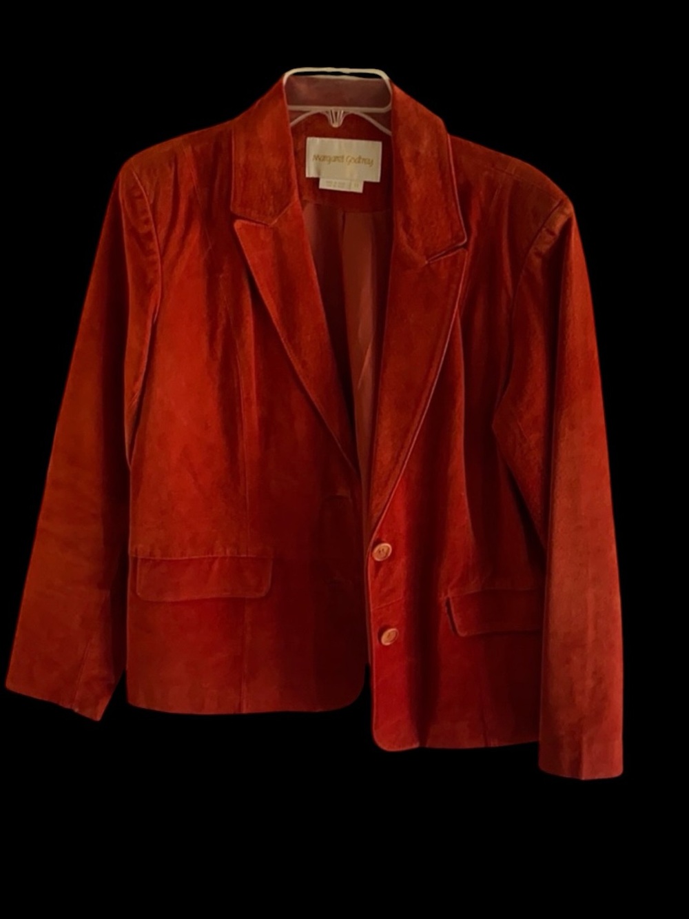 Vintage Margaret Godfrey Burnt Orange Suede Blazer Size 14